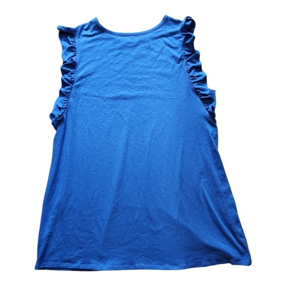 A.N.A atretchy sleevless blue top with ruffles at shoulders Size 1X NEW - Picture 3 of 9